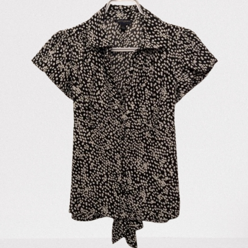 Banana Republic Black and White Polka Dot Women's Top W/ Back Tie